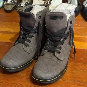 Stylish Gray Doc Martens High-Top Canvas Boots